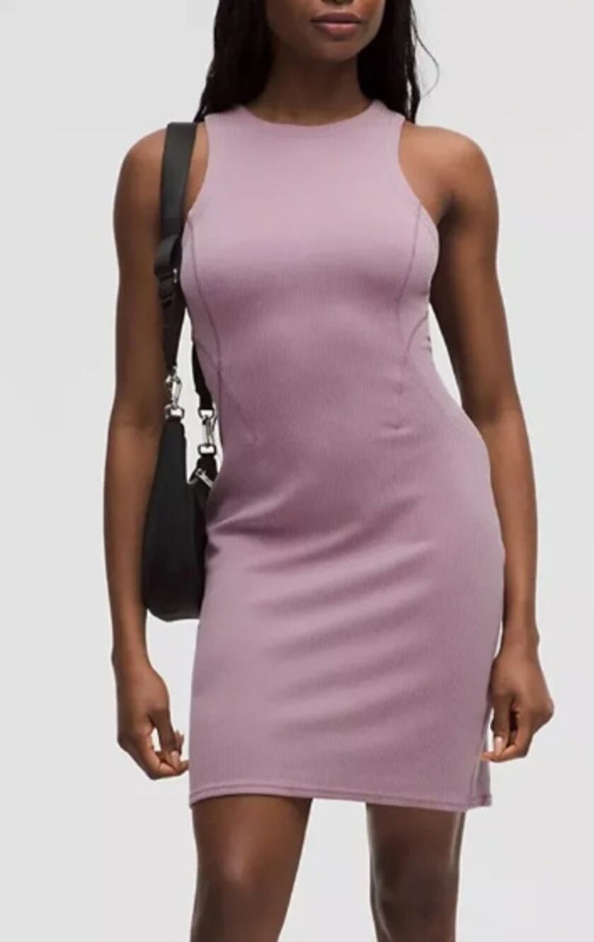 Lululemon Ribbed Softstreme Slim Fit Tank Dress Lavender purple $138 NWT 8